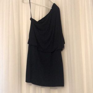 One shoulder navy dress
